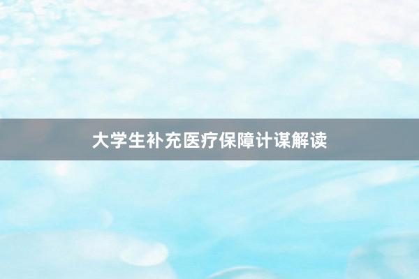 大学生补充医疗保障计谋解读