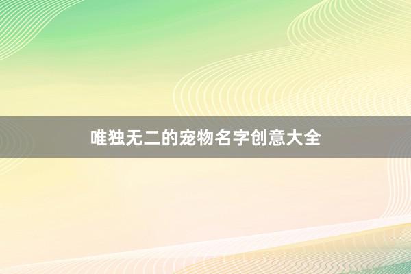 唯独无二的宠物名字创意大全